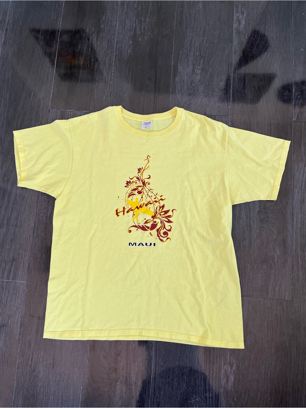 Anvil Yellow T-Shirt with Red Graphic Accents